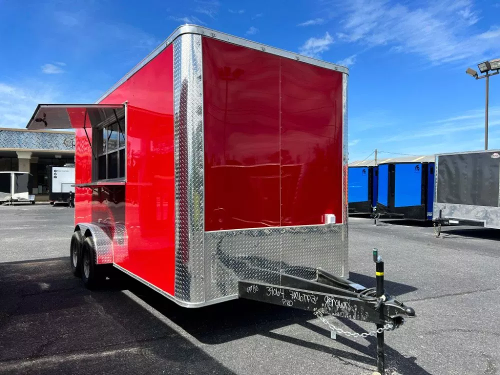 2025 7×16 TA Red Concession Trailer - Custom Food Trailer for sale