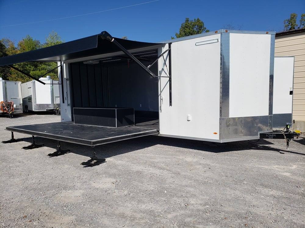 Model: 8.5' x 24' White Stage Event Trailer - Event Food Trailer for sale