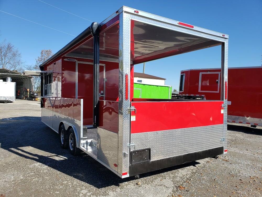 8.5' x 24' Red Porch Food BBQ Concession trailer thumbnail 3