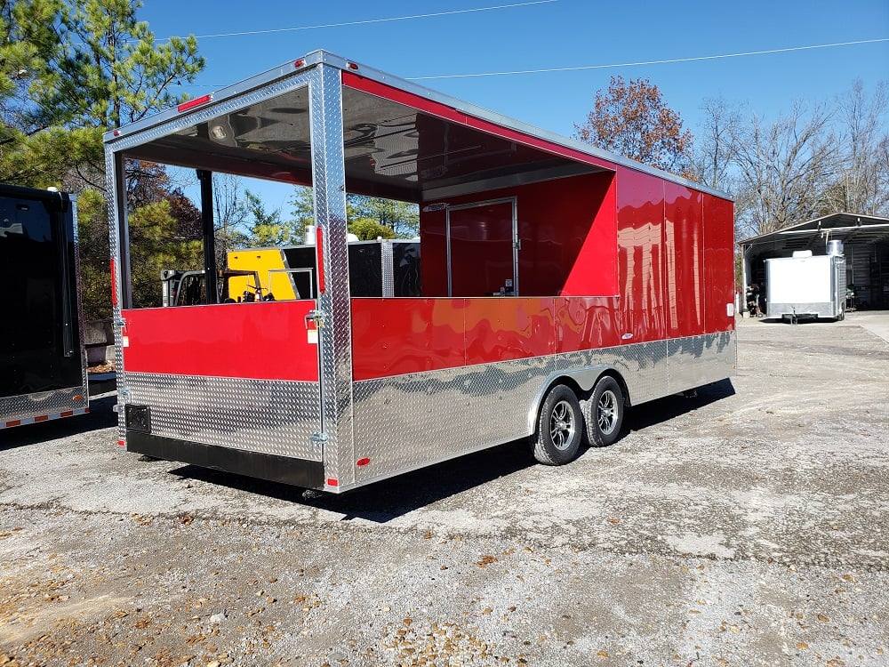 8.5' x 24' Red Porch Food BBQ Concession trailer - Event Food Trailer for sale