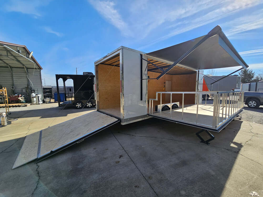 Model: 8.5' x 24' White Stage and Marketing Trailer - Event Food Trailer for sale