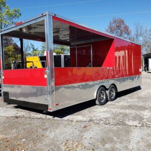 8.5' x 24' Red BBQ Porch Food Concession Event Trailer