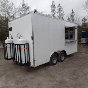 8.5’ x 16’ White Concession Food Trailer With Appliances